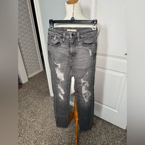 Levi's Strauss 721 high rise skinny Distressed Gray Women Jeans in size 25